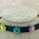 Rustic Cuff Gunmetal Leather Multi Color Flower Choker Necklace Photo 1