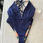 Maaji  Royal Blue Safari Plunge Reversible One Piece Swim Suit, Medium, $158 Photo 2