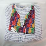 J.Crew White Striped Embroidered Front Tunic Womens Size S Photo 3