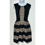 Anthropologie Eva Franco Laced‎ Strata Fit and Flare Pleated Dress Black Cream 2 Photo 1
