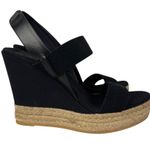 Tory Burch Black 2 Band Canvas Wedge Sandals Size 7 Photo 1