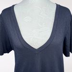 Velvet Navy Slub Cotton Deep V Neck Tee Medium Blue Photo 1