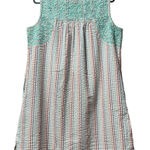 Sister Mary Madeline Cotton Stripe Seersucker Embroidered House Dress Medium Blue Photo 0