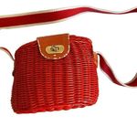 Maggi B Shoulder Bag Wicker Purse Square Bag Burnt Orange 7" L x 5" H 17" strap Photo 0