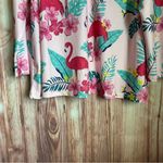Unbranded Pink Floral Flamingo Print V Neck Ribbed Long Sleeve Top Size 4X Photo 5