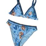Cupshe  Blue Rose Triangle Bikini Top & Standard Bottoms Set Size Medium Photo 2