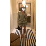 Love Shack Fancy NWOT Paris Grey Floral Ruffle Tiered Long Puff Sleeve Mini Dress Photo 6