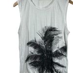 Michael Stars Top Women White Black Palm Graphic High Low Beach Coastal Casual Photo 0