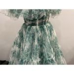 Sherri Hill  56128 Green Print Ruffle Off the Shoulder Gown Sz 6 NWOT Photo 7