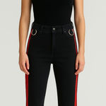 JOVONNA LONDON Striped‎ Distressed Ankle Jeans Black Sz 4 Photo 0