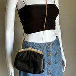 Black Leather Crossbody Purse With Pave Style Crystals And Gold Strap Photo 1