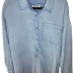 Free People  We The Free Blue Smock Oxford Shirt Size Extra Small Photo 4