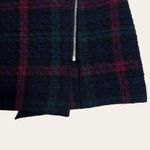 Elizabeth and James  Navy Blue Purple Plaid Zip Asymmetrical Mini Skirt Size 6 Photo 4
