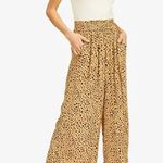 Billabong Spotted Tan and Black Elastic Waist Cropped Wide Leg Small Photo 0