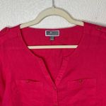 JM Collection 100% Linen Pink Button Down Women’s Shirt Photo 2