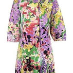Elie Tahari  floral jacket‎ coat multicolor yellow purple snap front duster M C14 Photo 0