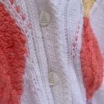 Vintage pastel knit argyle granny cardigan sweater White Size L Photo 3