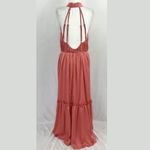 One One Six New Open Back High Neck Sleeveless Tiered Maxi Dress Clay Size Large Photo 10