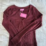 Edikted  Burgundy Larna V Neck Long Sleeve Photo 1