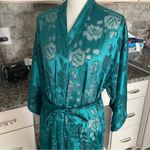 Victoria's Secret Vintage Victoria Secret‎ Gold Label 70s 80s floral silky duster teal robe Photo 2