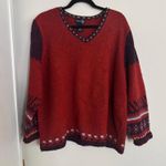 Plus size Venezia Jeans Red V neck Long Sleeve wool blend sweater Photo 0