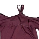 Loft  Ruffle Off Shoulder Halter Blouse Size XL Burgundy Mediterranean Feminine  Photo 2