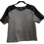 Ann Taylor  Women's Small Lace Details Grey and Black Short Sleeve Top Photo 5