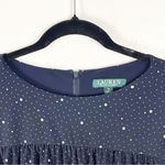 Ralph Lauren LAUREN  Navy Speckled Long Sleeves Tiered  Dress, Size 14 Photo 8