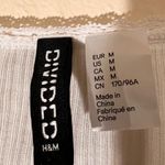 Divided  H&M White Long Sleeve‎ Ribbed Bow   Cropped Shirt Tee Women’s Medium Photo 3