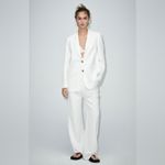 ZARA Blogger’s Fav Oyster White Straight Cut Out Blazer with Lapel Collar Sz XL Photo 10