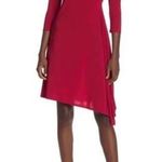 NWT Tash + Sophie Red Sleek Drape Dress with Asymmetrical Hemline Size M Photo 0