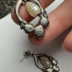 Avon Silver Tone Faux Pearl Rhinestone Pierced Dangle Drop Earrings Photo 7