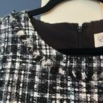Eliza J  Black White Black Fringe Tweed Sleeveless Lined Dress size 14 Photo 8