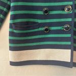Banana Republic  navy blue and green striped nautical knit blazer size small Photo 5