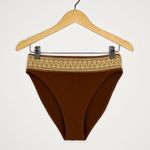 Elysiian Elysian Brown High-Waisted Bikini Bottoms Boho Trim Size Large Photo 0