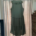 cupio  Olive Green High Low Lace Up Ruffle Midi Dress Size Extra Large Photo 10