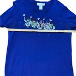 Lisa International Festive Snowmen Beaded Christmas Sweater Royal Blue Sz M Size M Photo 5