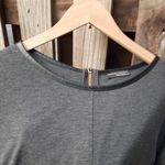 ZARA  Grey Top Back Zip Faux Leather Trim Dolman Bat Sleeve Size S Photo 4