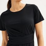 Nine West  Black Sheath Midi Dress Crew Neck Short Sleeve Photo 4