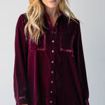 Natural Life  Rocky Velvet Shirt Dress in Cranberry size Small Photo 0