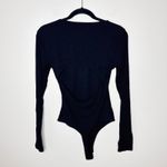 Bohme  Noelle Ribbed Open Back‎ Black Bodysuit Medium Long Sleeve Chic Classic Photo 3