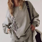Free People  Movement All Star Logo Pullover Sweatshirt Gray Medium Photo 0