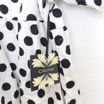 Cliché Womens Top Sz L White Black Polka Dot Puff Sleeve Babydoll Cottage Retro Size L Photo 6