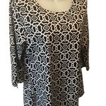 Lulu~B UPF 50 Black White Resort Wear Top Sz. S Round Neck 3/4 Notched Sleeve Photo 0