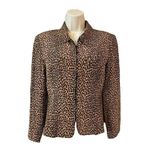 Allison Taylor  Animal Print Silk Blazer Jacket Full Zip Lined Black Brown Size S Photo 2