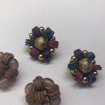 Lot Of 2 Vintage Clipon Costume Earrings Bead Cluster / Beaded 1 Signed Fredrick Photo 8