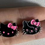 Hello Kitty  Licensed Stainless Steel Black and Pink Stud Earrings Photo 1