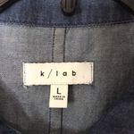 K/lab  patched long sleeve button down denim romper size large Photo 7