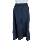 CP Shades  Navy Silk Blend Midi Skirt Elastic Waist Minimalist Chic Soft Goth XS Photo 1