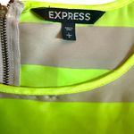 EXPRESS NWOT  Women’s Neon Green Grey Striped Neck Top w/ Zipper Back Size L Photo 4
